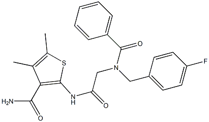 2-(2-(N-(4-fluorobenzyl)benzamido)acetamido)-4,5-dimethylthiophene-3-carboxamide Structure