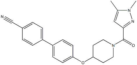 4'-((1-[(1,5-DIMETHYL-1H-PYRAZOL-3-YL)CARBONYL]PIPERIDIN-4-YL)OXY)BIPHENYL-4-CARBONITRILE Structure