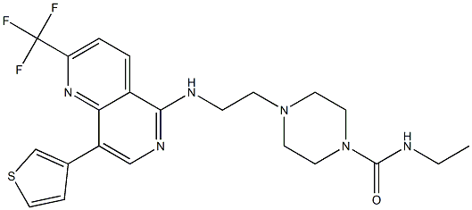 N-ETHYL-4-(2-([8-(3-THIENYL)-2-(TRIFLUOROMETHYL)-1,6-NAPHTHYRIDIN-5-YL]AMINO)ETHYL)PIPERAZINE-1-CARBOXAMIDE Structure