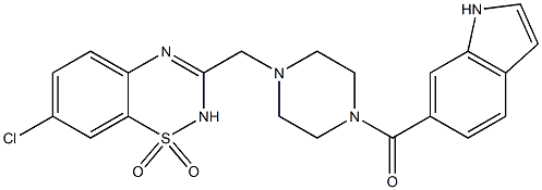 7-CHLORO-3-([4-(1H-INDOL-6-YLCARBONYL)PIPERAZIN-1-YL]METHYL)-2H-1,2,4-BENZOTHIADIAZINE 1,1-DIOXIDE Structure