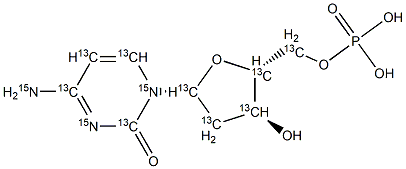 2′-脱氧胞苷-13C9,15N3 5′-单磷酸 钠盐,,结构式