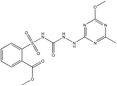 2-[4-甲氧基-6-甲基-1,3,5-三嗪-2-基氨基氨基羰基氨磺酰基]苯甲酸甲酯 结构式
