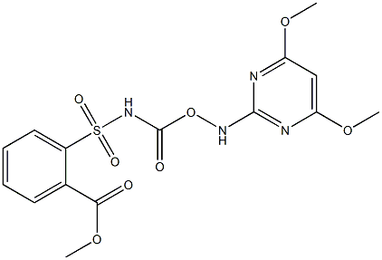 2-[[[[(4,6-二甲氧基嘧啶-2-基)氨基]羧基]氨基]磺酰基]苯甲酸甲酯,,结构式