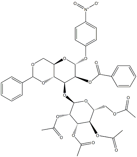4-Nitrophenyl3-O-(2,3,4,6-tetra-O-acetyl-a-D-mannopyranosyl)-2-O-benzoyl-4,6-O-benzylidene-a-D-mannopyranoside Struktur
