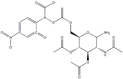 O-(2-乙酰氨基-3,4,6-三-O-乙酰基-2-脱氧-D-吡喃葡萄糖基)氨基N-(4-硝基苯基)氨基甲酸酯, , 结构式