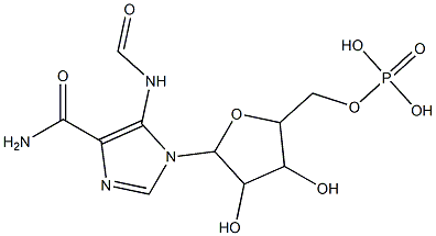 [5-(4-carbamoyl-5-formylamino-imidazol-1-yl)-3,4-dihydroxy-oxolan-2-yl]methoxyphosphonic acid Struktur