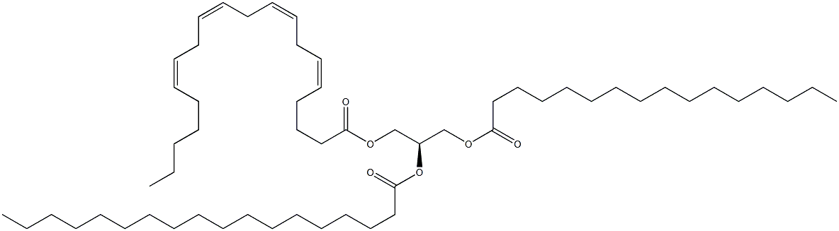 1-hexadecanoyl-2-octadecanoyl-3-(5Z,8Z,11Z,14Z-eicosatetraenoyl)-sn-glycerol 结构式