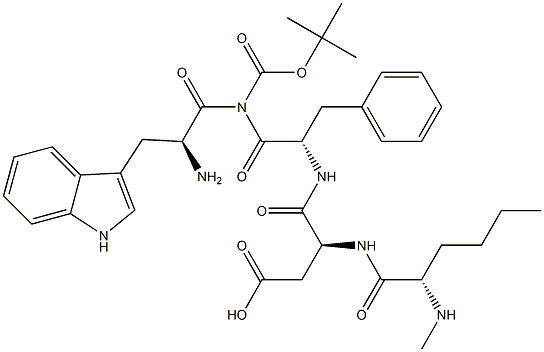 t-butyloxycarbonyl-tryptophyl-(N-methyl)norleucyl-aspartyl-phenylalaninamide Struktur