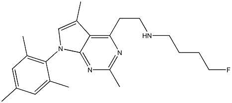 fluorobutyl(2,5-dimethyl-7-(2,4,6-trimethylphenyl)-7H-pyrrolo(2,3-d)pyrimidin-4-yl)ethylamine Structure