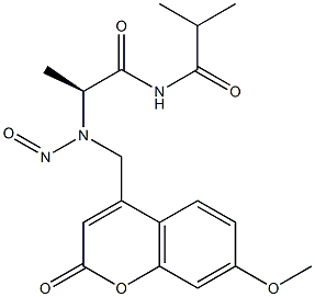 N-nitroso-N-((7-methoxycoumarin-4-yl)methyl)-N'-isobutyrylalaninamide Structure