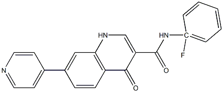 1-fluorophenyl-1,4-dihydro-4-oxo-7-(4-pyridinyl)-3-quinolinecarboxamide Struktur
