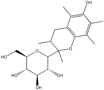 2-(glucopyranosyl)methyl-2,5,7,8-tetramethylchroman-6-ol Struktur