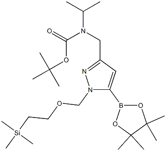 tert-butyl isopropyl((5-(4,4,5,5-tetramethyl-1,3,2-dioxaborolan-2-yl)-1-((2-(trimethylsilyl)ethoxy)methyl)-1H-pyrazol-3-yl)methyl)carbamate 结构式