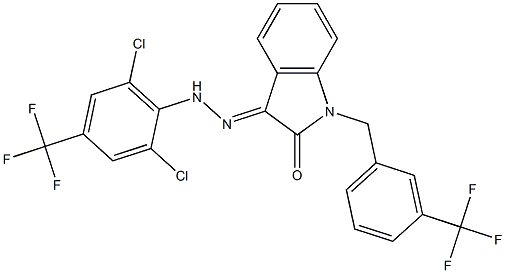 1-[3-(trifluoromethyl)benzyl]-1H-indole-2,3-dione 3-{N-[2,6-dichloro-4-(trifluoromethyl)phenyl]hydrazone} Structure