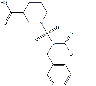 1-{[benzyl(tert-butoxycarbonyl)amino]sulfonyl}-3-piperidinecarboxylic acid 化学構造式