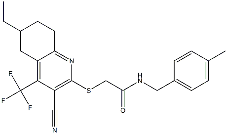  2-{[3-cyano-6-ethyl-4-(trifluoromethyl)-5,6,7,8-tetrahydro-2-quinolinyl]sulfanyl}-N-(4-methylbenzyl)acetamide