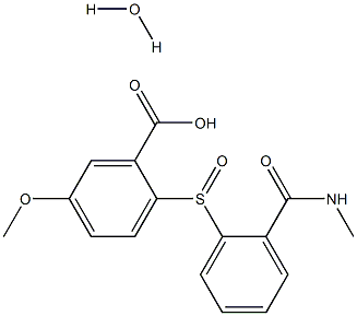 5-methoxy-2-({2-[(methylamino)carbonyl]phenyl}sulfinyl)benzoic acid hydrate Struktur