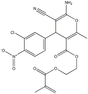 2-(methacryloyloxy)ethyl 6-amino-4-(3-chloro-4-nitrophenyl)-5-cyano-2-methyl-4H-pyran-3-carboxylate 结构式