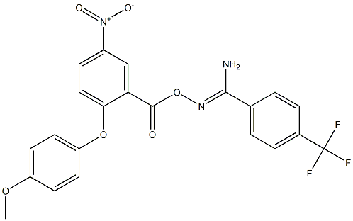 O1-[2-(4-methoxyphenoxy)-5-nitrobenzoyl]-4-(trifluoromethyl)benzene-1-carbohydroximamide Structure