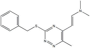 (E)-2-[3-(benzylsulfanyl)-6-methyl-1,2,4-triazin-5-yl]-N,N-dimethyl-1-ethenamine Struktur