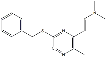 (E)-2-[3-(benzylsulfanyl)-6-methyl-1,2,4-triazin-5-yl]-N,N-dimethyl-1-ethenamine Structure