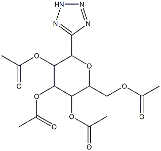 3,5-di(acetyloxy)-2-[(acetyloxy)methyl]-6-(2H-1,2,3,4-tetraazol-5-yl)tetrahydro-2H-pyran-4-yl acetate 结构式