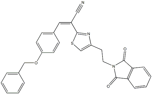 (Z)-3-[4-(benzyloxy)phenyl]-2-{4-[2-(1,3-dioxo-1,3-dihydro-2H-isoindol-2-yl)ethyl]-1,3-thiazol-2-yl}-2-propenenitrile Structure