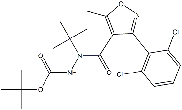 tert-butyl 2-(tert-butyl)-2-{[3-(2,6-dichlorophenyl)-5-methyl-4-isoxazolyl]carbonyl}-1-hydrazinecarboxylate Struktur