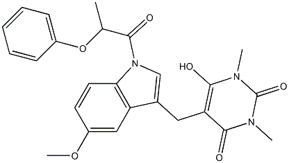 6-hydroxy-5-{[5-methoxy-1-(2-phenoxypropanoyl)-1H-indol-3-yl]methyl}-1,3-dimethyl-2,4(1H,3H)-pyrimidinedione|
