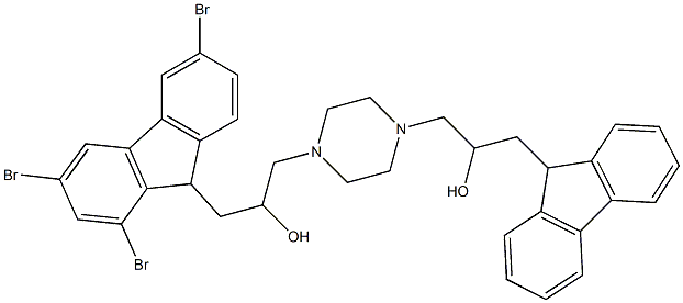 1-(9H-9-fluorenyl)-3-{4-[2-hydroxy-3-(1,3,6-tribromo-9H-9-fluorenyl)propyl]piperazino}-2-propanol 结构式