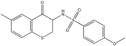 4-methoxy-N-(6-methyl-4-oxo-3,4-dihydro-2H-thiochromen-3-yl)benzenesulfonamide Struktur