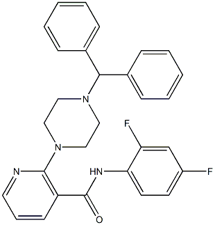 2-(4-benzhydrylpiperazino)-N-(2,4-difluorophenyl)nicotinamide Structure