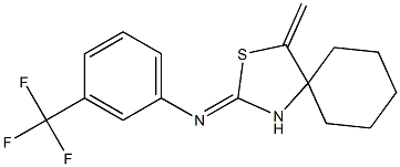 N1-(4-methylidene-3-thia-1-azaspiro[4.5]dec-2-yliden)-3-(trifluoromethyl)aniline Struktur