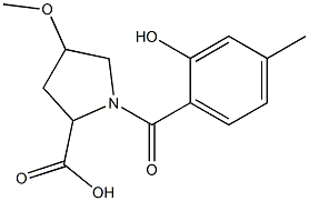 1-(2-hydroxy-4-methylbenzoyl)-4-methoxypyrrolidine-2-carboxylic acid,,结构式