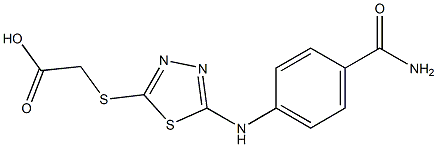 2-({5-[(4-carbamoylphenyl)amino]-1,3,4-thiadiazol-2-yl}sulfanyl)acetic acid 结构式