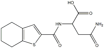 3-carbamoyl-2-(4,5,6,7-tetrahydro-1-benzothiophen-2-ylformamido)propanoic acid Struktur