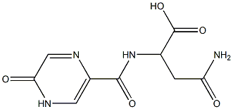 3-carbamoyl-2-[(5-oxo-4,5-dihydropyrazin-2-yl)formamido]propanoic acid Struktur