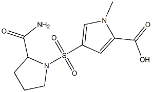 4-[(2-carbamoylpyrrolidine-1-)sulfonyl]-1-methyl-1H-pyrrole-2-carboxylic acid Structure