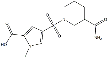 4-[(3-carbamoylpiperidine-1-)sulfonyl]-1-methyl-1H-pyrrole-2-carboxylic acid Structure