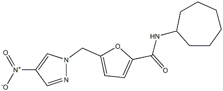N-cycloheptyl-5-({4-nitro-1H-pyrazol-1-yl}methyl)-2-furamide
