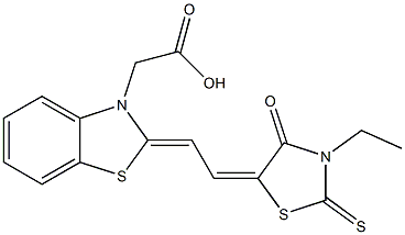 (2-[2-(3-ethyl-4-oxo-2-thioxo-1,3-thiazolidin-5-ylidene)ethylidene]-1,3-benzothiazol-3(2H)-yl)acetic acid Struktur