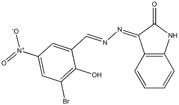 3-bromo-2-hydroxy-5-nitrobenzaldehyde (2-oxo-1,2-dihydro-3H-indol-3-ylidene)hydrazone Structure