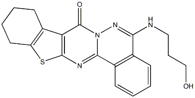 5-[(3-hydroxypropyl)amino]-9,10,11,12-tetrahydro-8H-[1]benzothieno[2',3':4,5]pyrimido[2,1-a]phthalazin-8-one Struktur