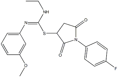 1-(4-fluorophenyl)-2,5-dioxo-3-pyrrolidinyl N-ethyl-N'-(3-methoxyphenyl)imidothiocarbamate Structure
