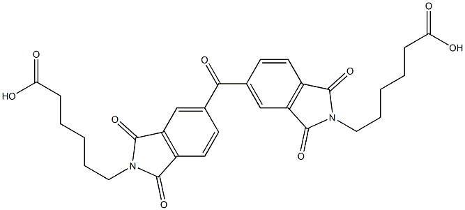 6-(5-{[2-(5-carboxypentyl)-1,3-dioxo-1,3-dihydro-2H-isoindol-5-yl]carbonyl}-1,3-dioxo-1,3-dihydro-2H-isoindol-2-yl)hexanoic acid Struktur