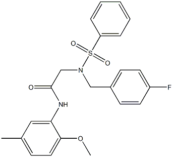 2-[(4-fluorobenzyl)(phenylsulfonyl)amino]-N-(2-methoxy-5-methylphenyl)acetamide 化学構造式