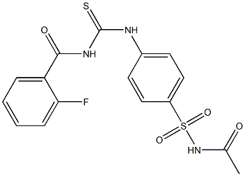 N-acetyl-4-({[(2-fluorobenzoyl)amino]carbothioyl}amino)benzenesulfonamide Struktur