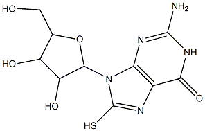 2-amino-9-[3,4-dihydroxy-5-(hydroxymethyl)tetrahydro-2-furanyl]-8-sulfanyl-1,9-dihydro-6H-purin-6-one Structure