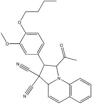 1-acetyl-2-(4-butoxy-3-methoxyphenyl)-1,2-dihydropyrrolo[1,2-a]quinoline-3,3(3aH)-dicarbonitrile Structure