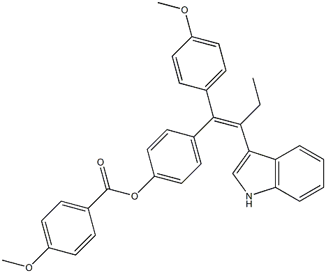 4-[2-(1H-indol-3-yl)-1-(4-methoxyphenyl)-1-butenyl]phenyl 4-methoxybenzoate 结构式